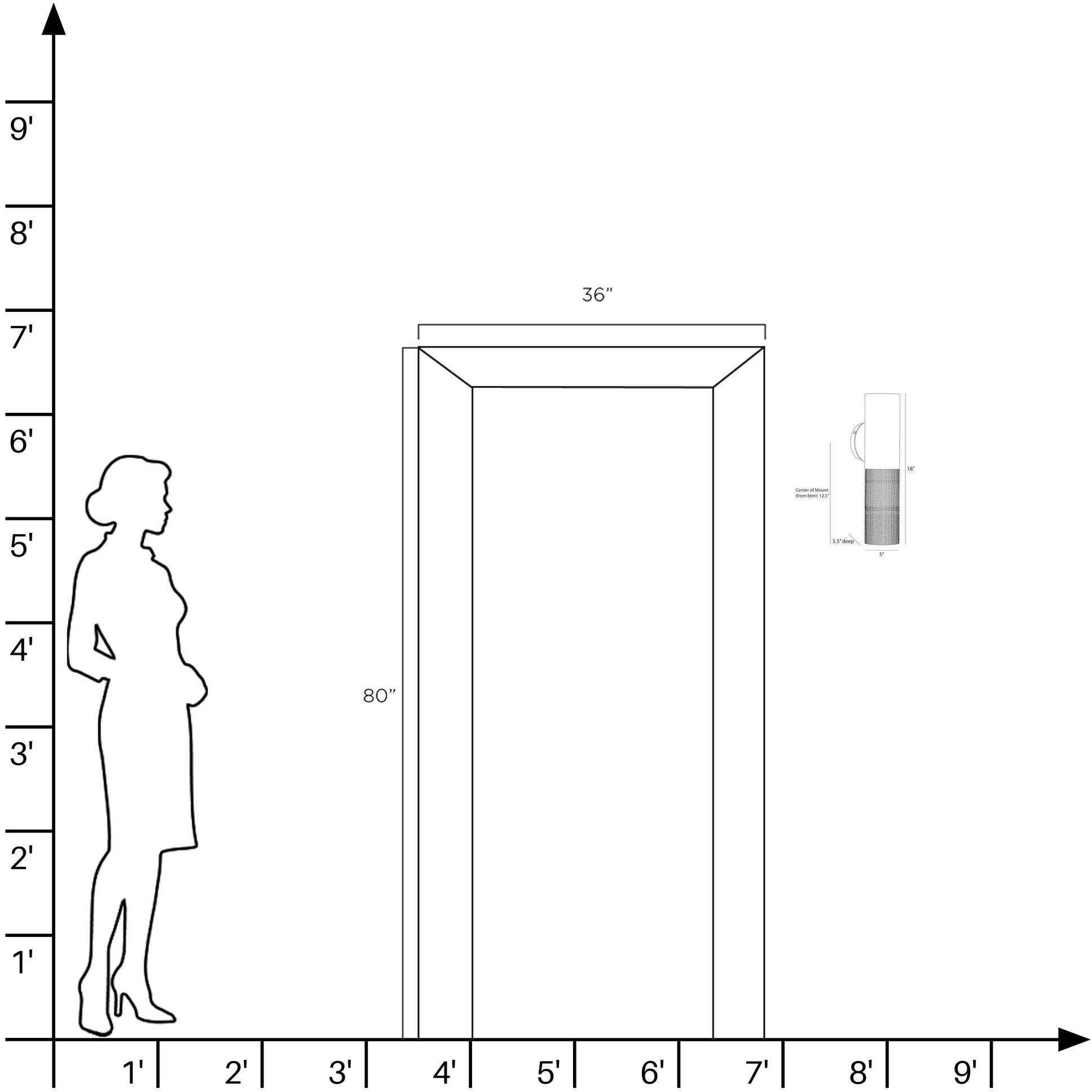Punch 1 Light 18 inch Marine Grade Matte Black Outdoor Sconce, Small