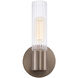 Fusion Collection - Rimini Family 1 Light 4.25 inch Brushed Brass and Clear Ribbed Wall Sconce Wall Light, EVOLV
