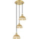 Ballston Bristol Natural II 3 Light 14 inch Satin Gold Multi Pendant Ceiling Light