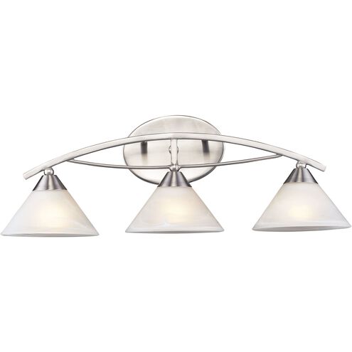 Elysburg 3 Light 25 inch Satin Nickel with White Marbleized Vanity Light Wall Light