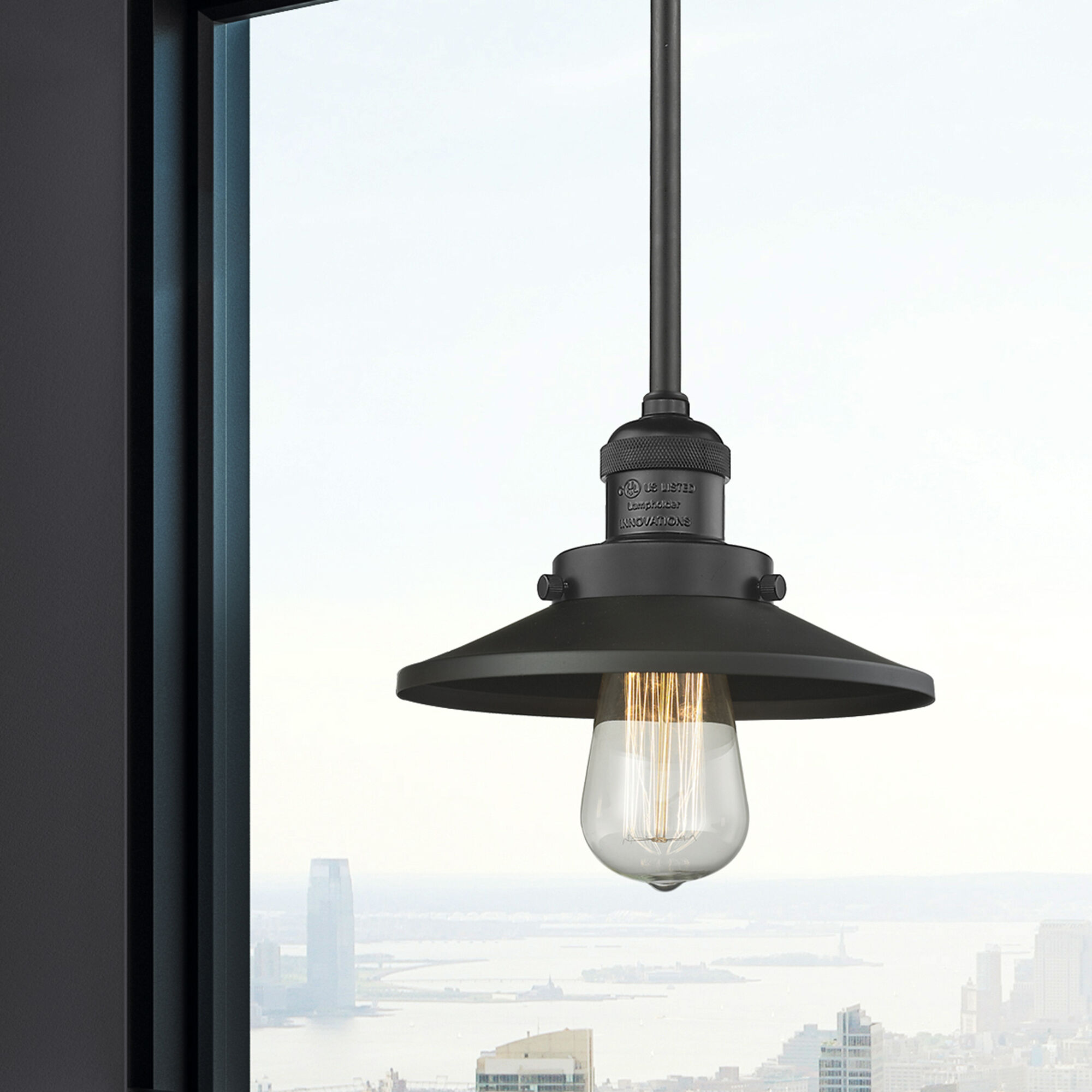 Franklin Restoration Railroad LED 8 inch Matte Black Mini Pendant Ceiling Light, Franklin Restoration