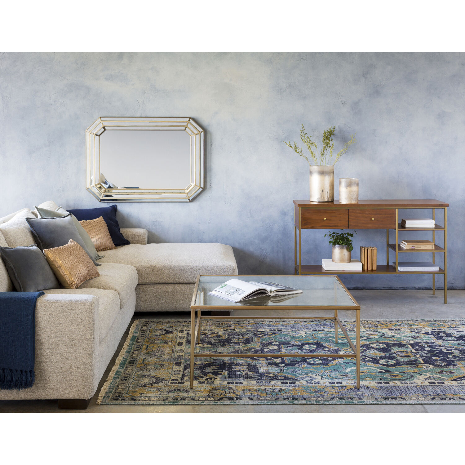 Festival 132 X 96 inch Denim Rug in 8 x 11, Rectangle