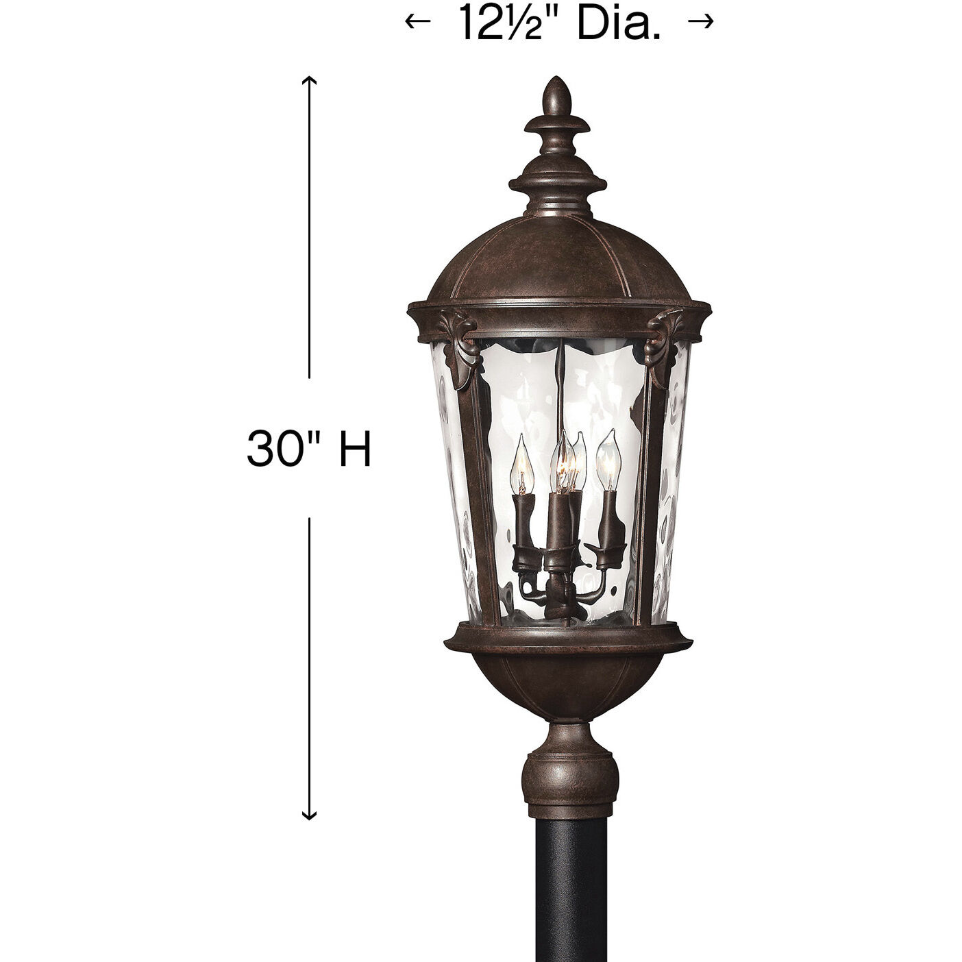 Estate Series Windsor 4 Light 30 inch River Rock Outdoor Post Mount Lantern