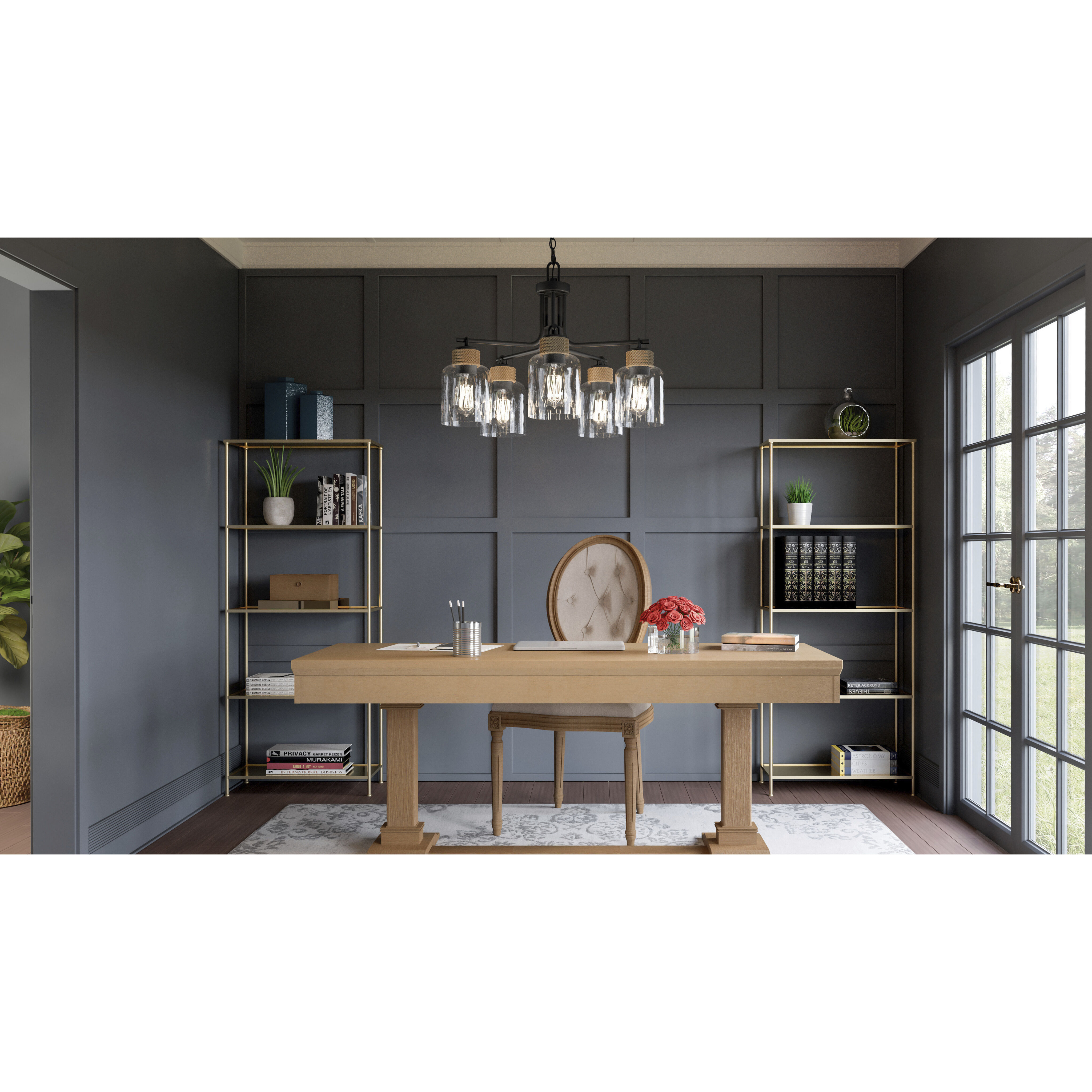 Baltic 5 Light 26 inch Matte Black Chandelier Ceiling Light