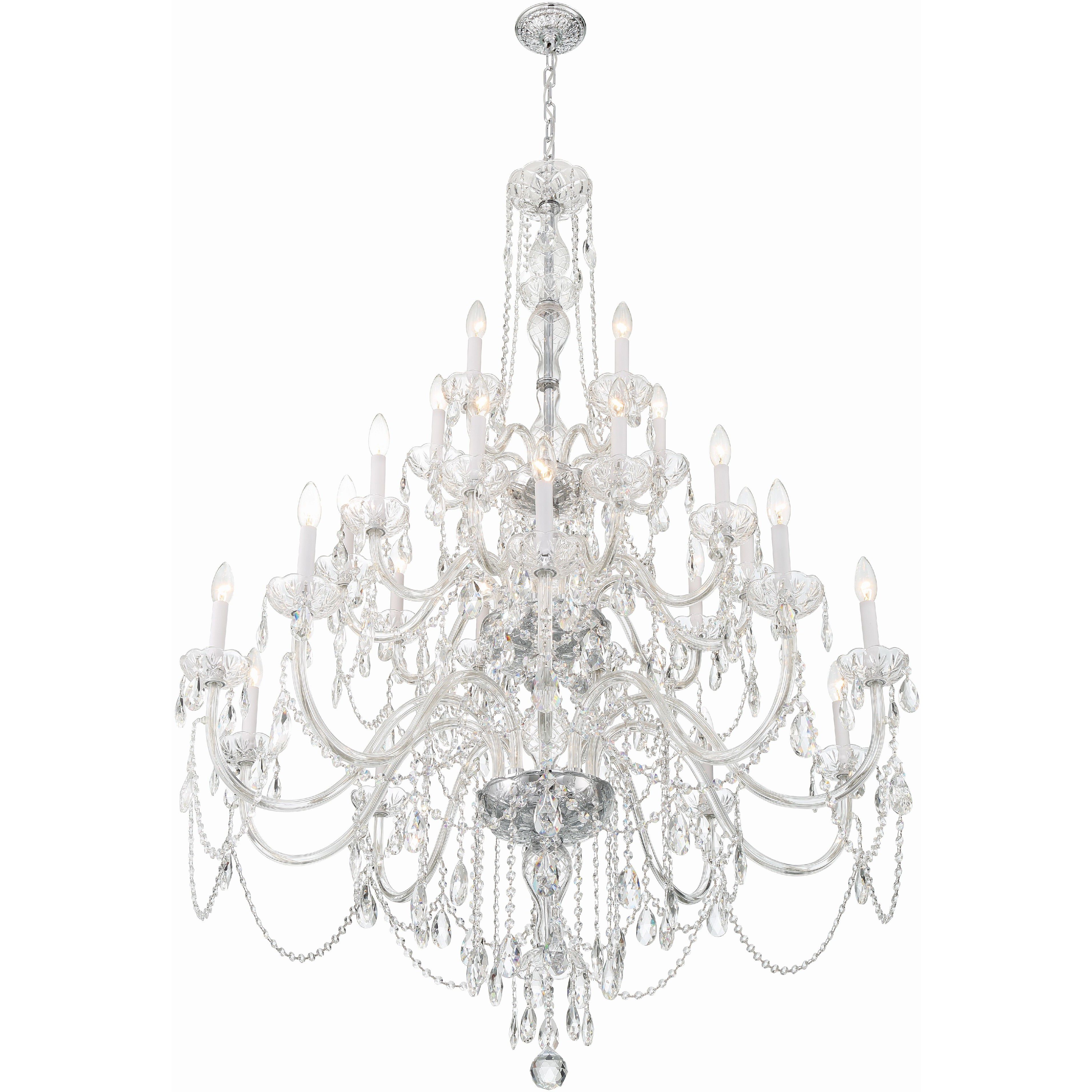 Traditional Crystal 25 Light 45 inch Polished Chrome Chandelier Ceiling Light