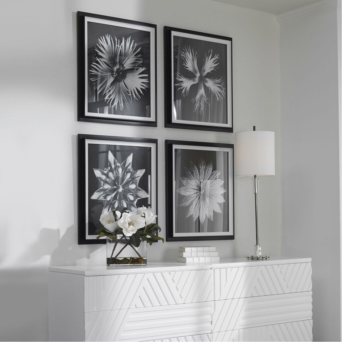 Contemporary Floret 28 X 24 inch Framed Prints, Set of 4