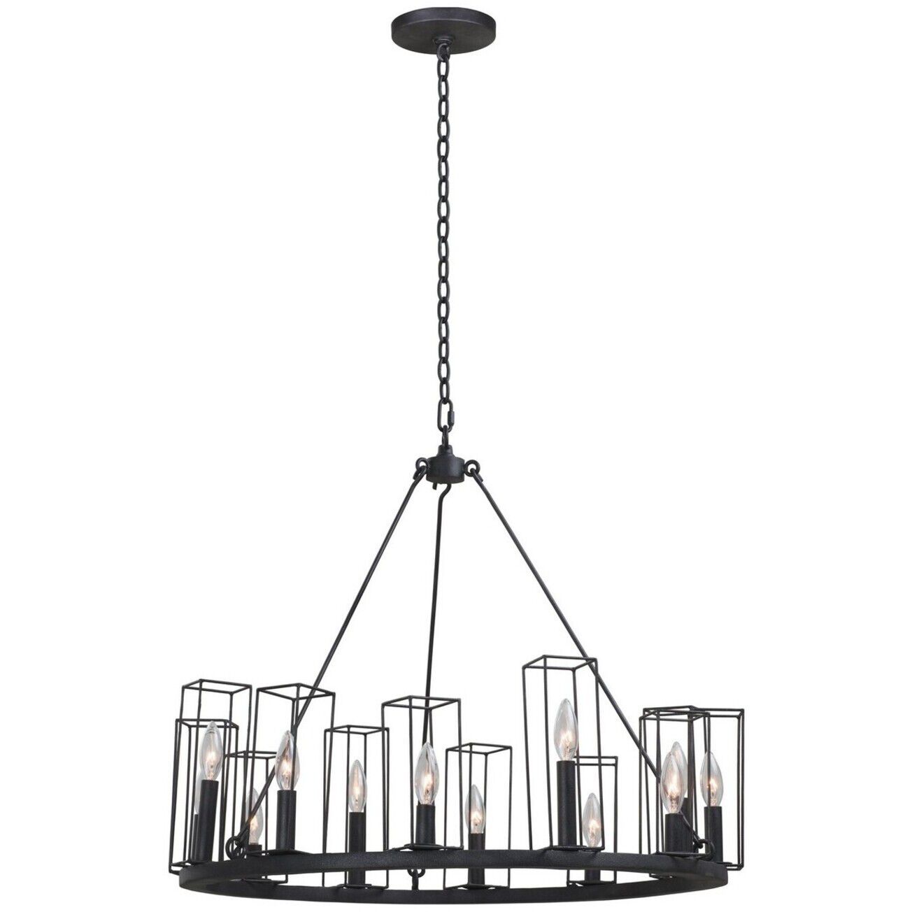 Allston 12 Light 28 inch Black Iron Chandelier Ceiling Light