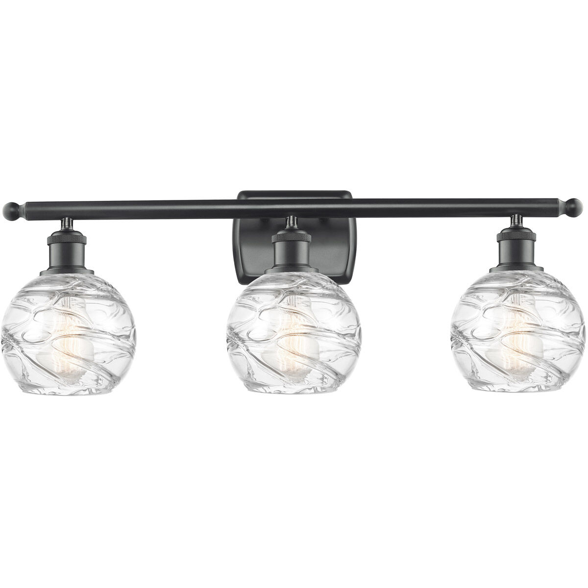 Ballston Small Deco Swirl 3 Light 26 inch Matte Black Bath Vanity Light Wall Light, Ballston