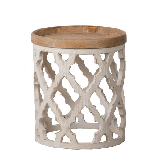 Anita 20 inch Distressed White Side Table
