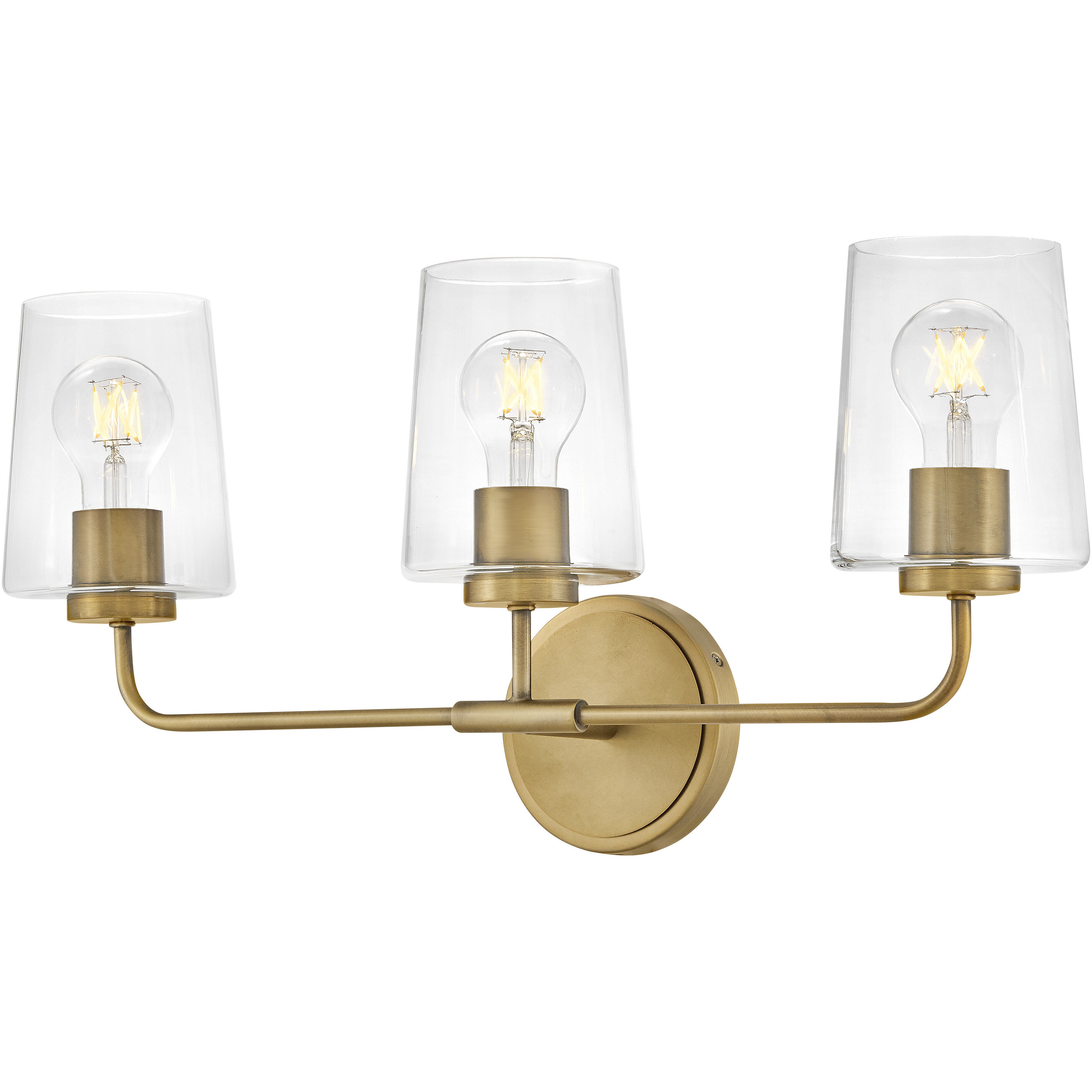 Kline 3 Light 23.75 inch Heritage Brass Bath Wall Light in Clear
