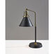 Arthur 20 inch 60.00 watt Black and Antique Brass Desk Lamp Portable Light, Simplee Adesso