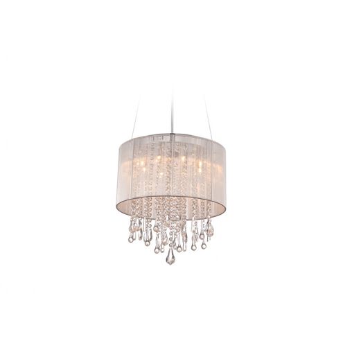 Beverly Dr. LED 16 inch Silver Silk String Dual Mount / Flush / Hanging Ceiling Light, Convertible to Hanging