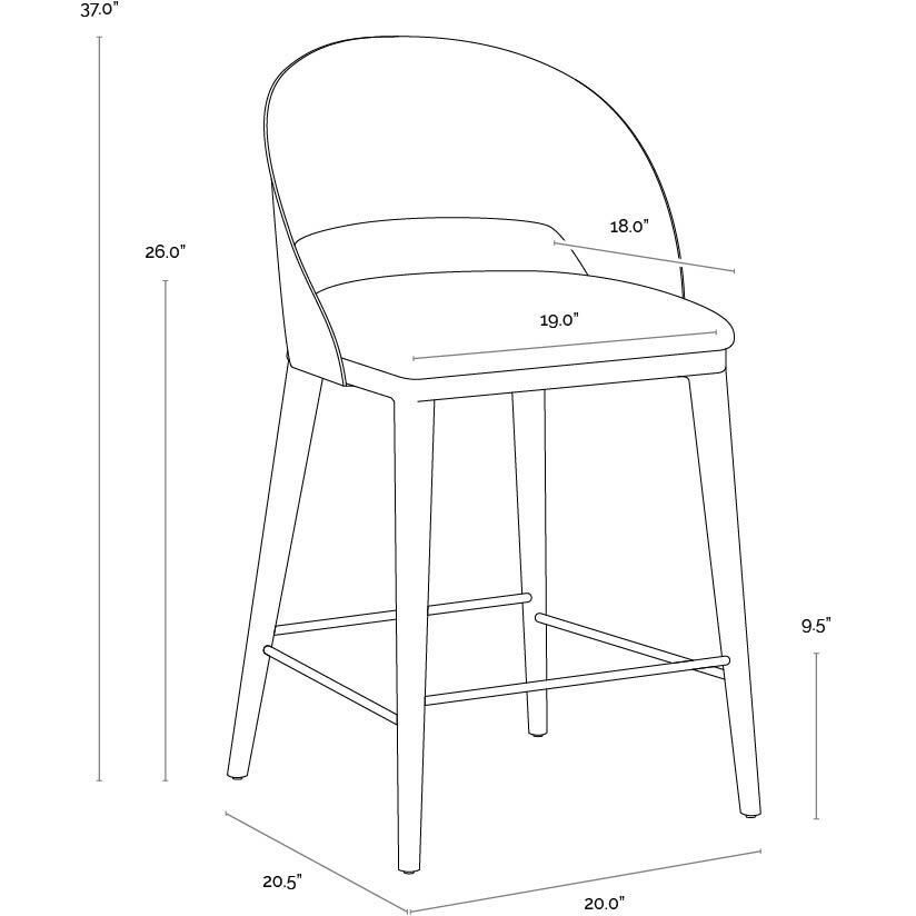 Dezirae 37 inch Black / Cognac Leather Counter Stool