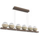 Cabochon LED 44 inch Burnished Bronze with Travertine Stone Linear Chandelier Ceiling Light in Clear, 2700K LED