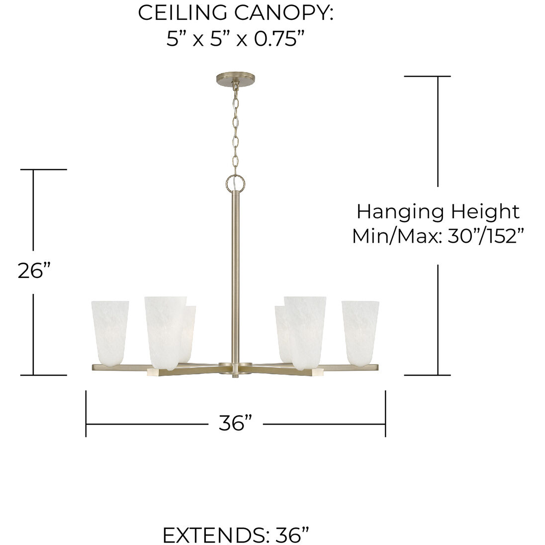 Romy 6 Light 36 inch Matte Brass Chandelier Ceiling Light