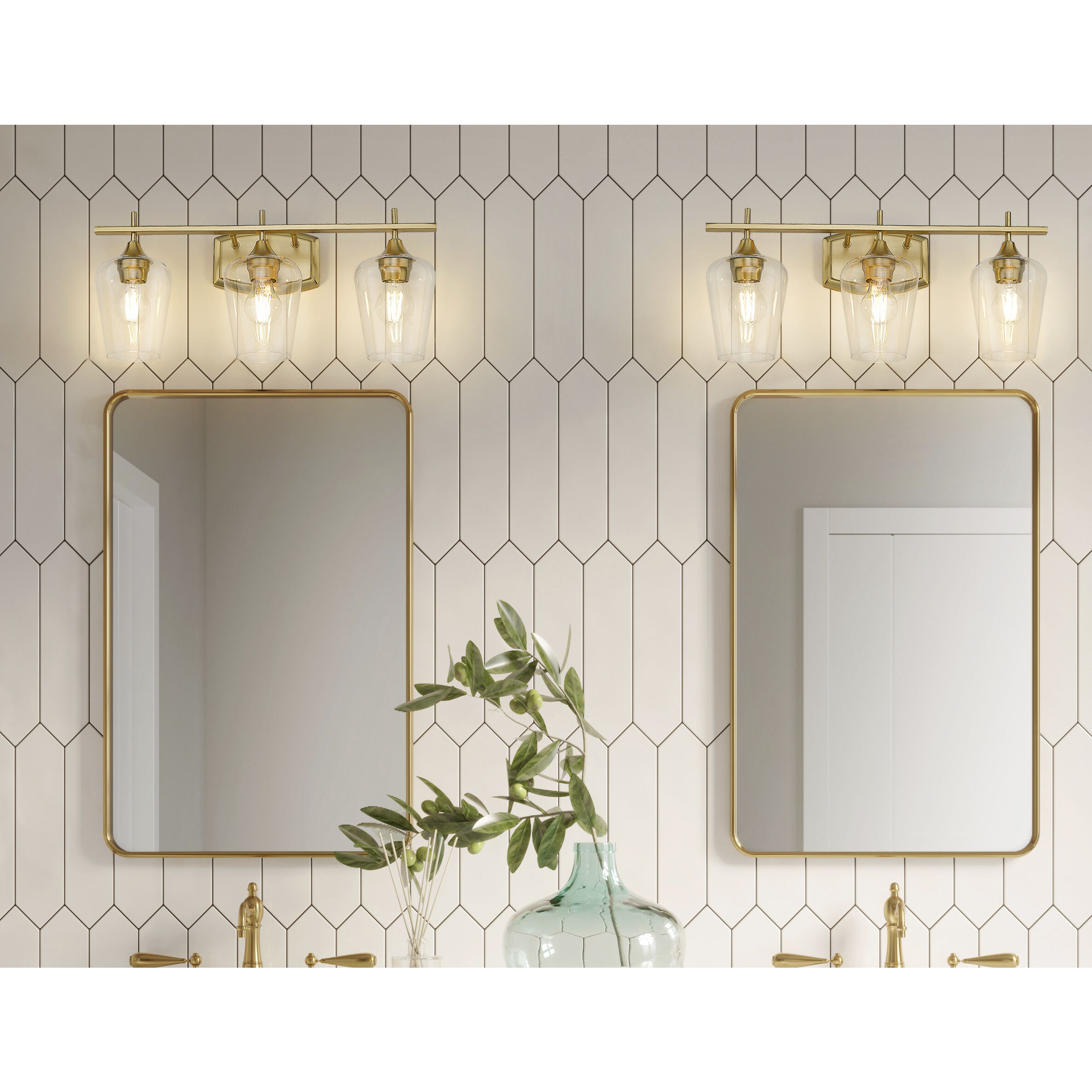 Joliet Vanity Wall Light in Burnished Brass