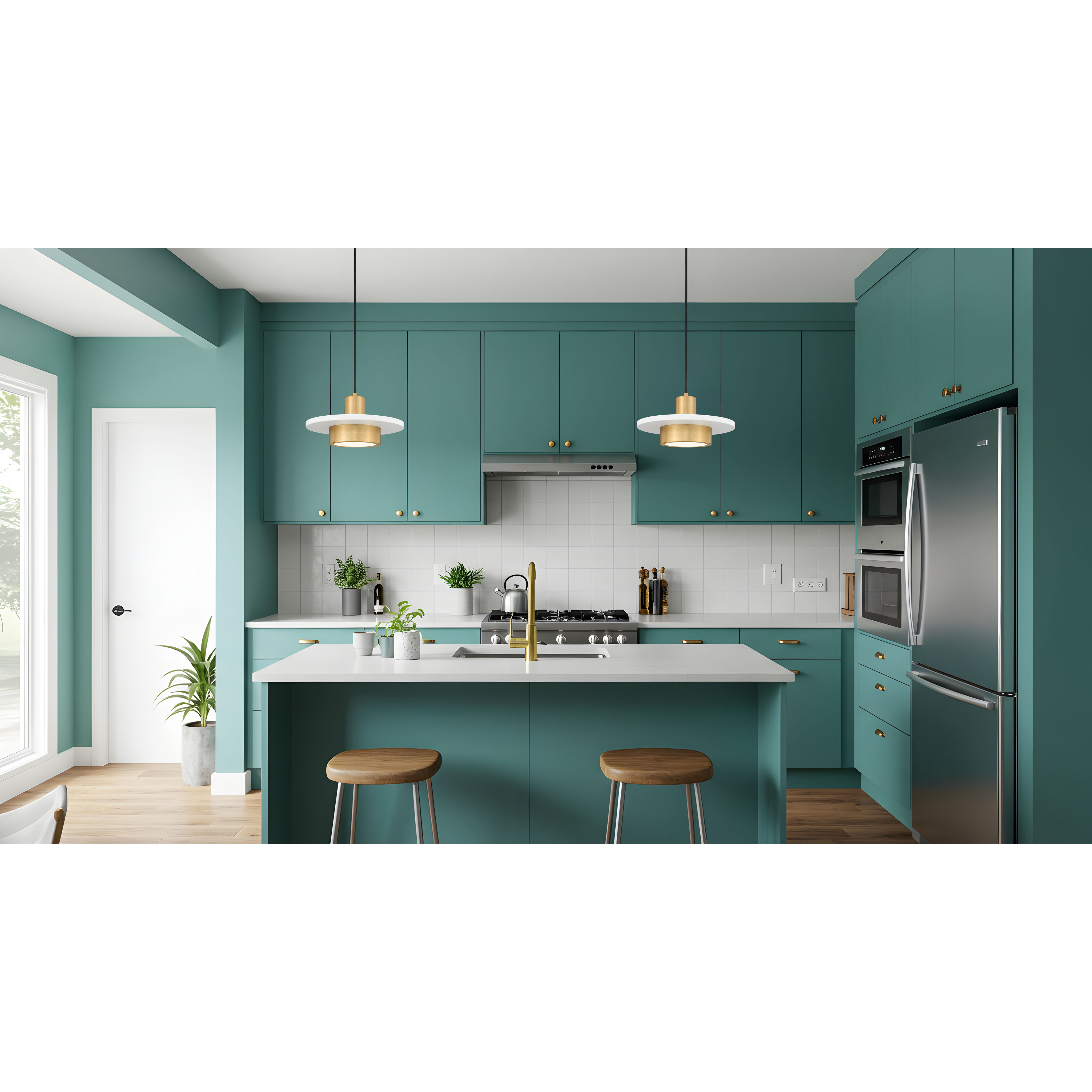 Ludo LED 12 inch Matte White and Modern Gold Pendant Ceiling Light