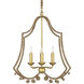 Nimes 4 Light 22.25 inch Contemporary Gold Leaf Chandelier Ceiling Light, Suzanne Duin Collection