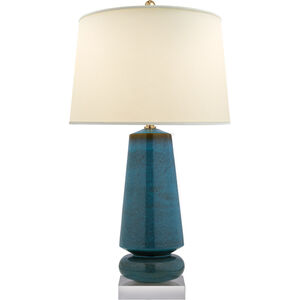 Chapman & Myers Parisienne 35 inch 150 watt Oslo Blue Table Lamp Portable Light in Natural Percale, Medium
