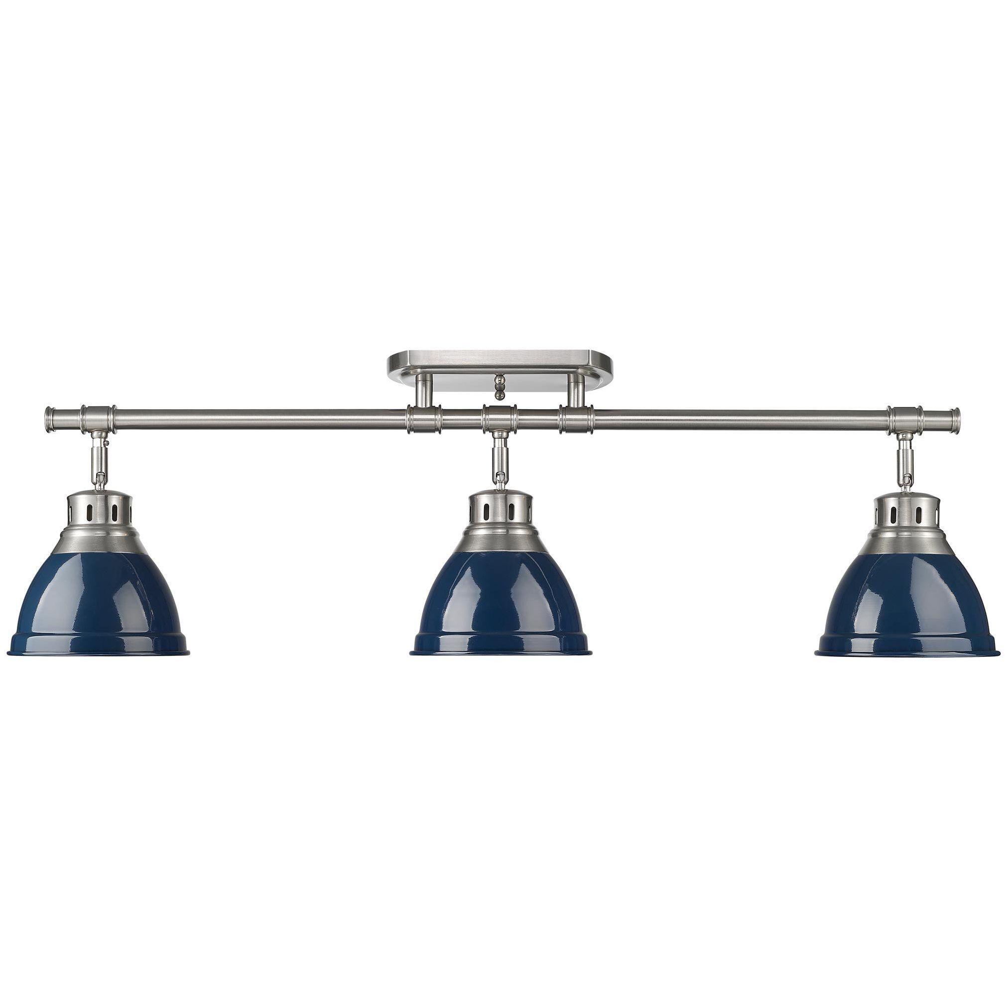 Yep Duncan 3 Light 35.38 inch Pewter Semi-Flush Mount Ceiling Light in Navy
