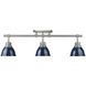 Yep Duncan 3 Light 35.38 inch Pewter Semi-Flush Mount Ceiling Light in Navy