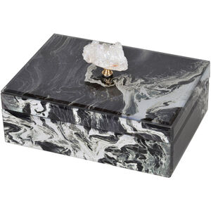 Marbled 10 inch Black / White / Gold Jewelry Case