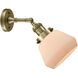 Franklin Restoration Fulton 1 Light 7 inch Antique Brass Sconce Wall Light in Incandescent, Matte White Glass, Franklin Restoration