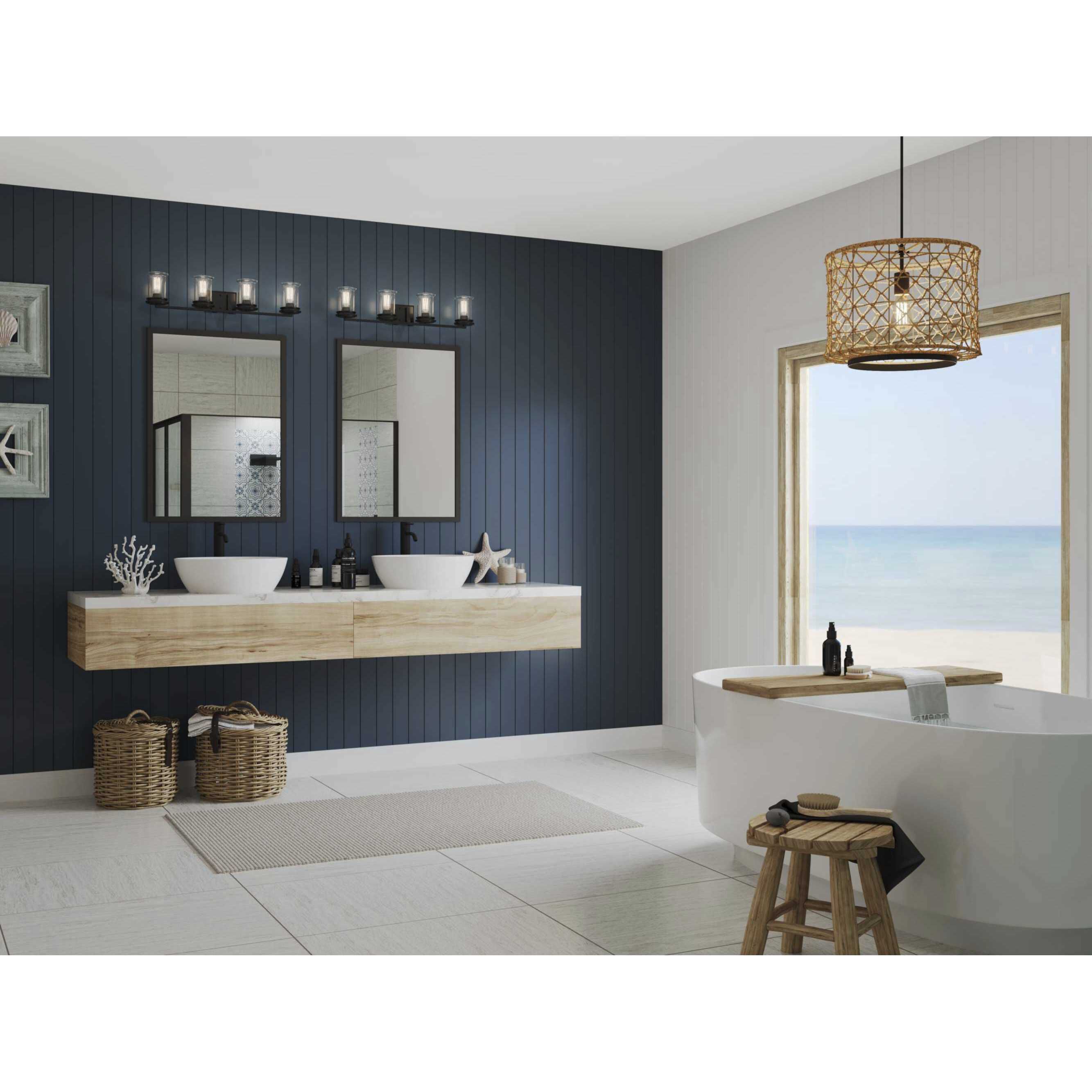 Winslett 4 Light 33 inch Matte Black Bath Vanity Wall Light