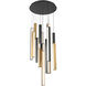 Chaos LED 23 inch Black and Aged Brass Multi-Light Pendant Ceiling Light in 15, 23in., Black Aged Brass/Black