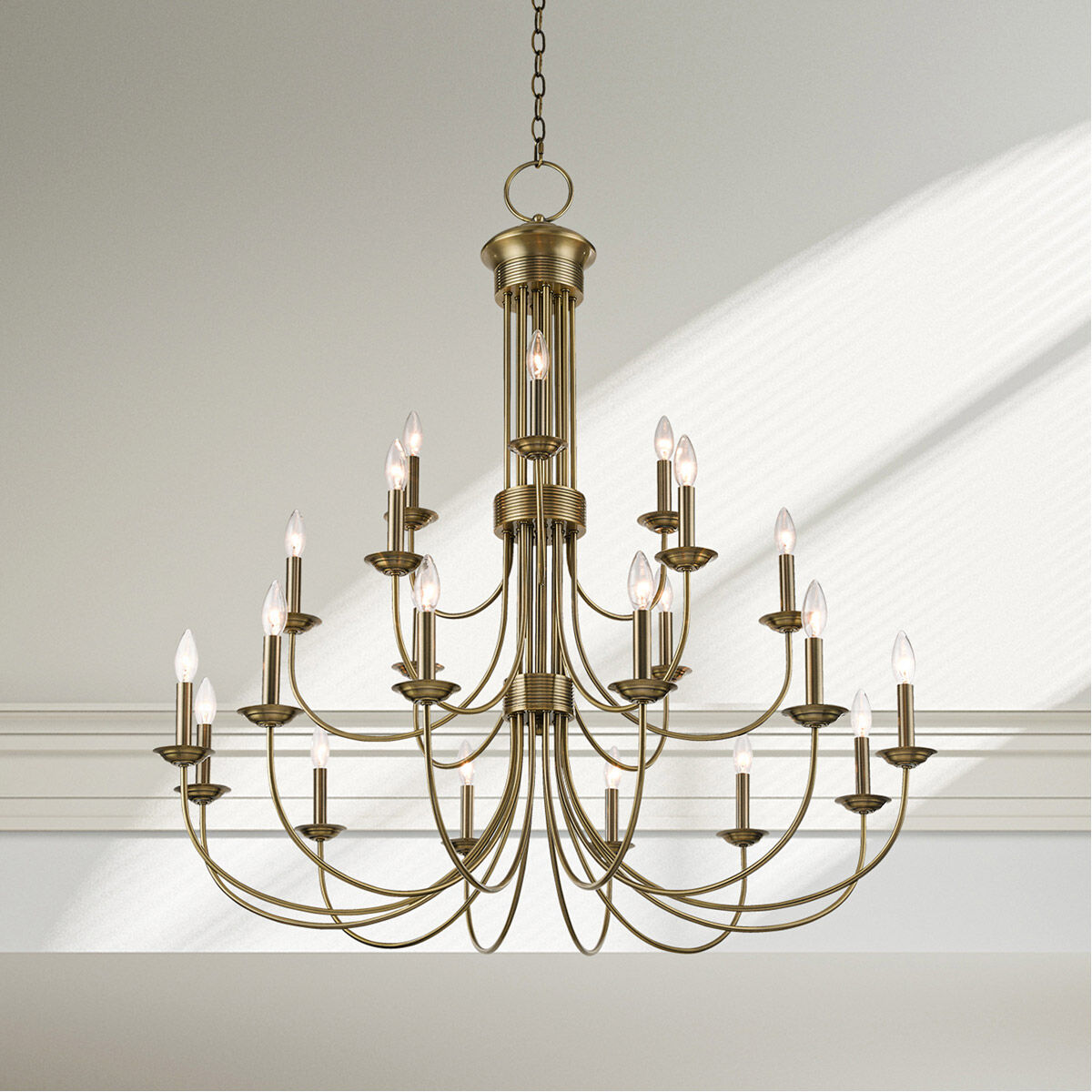 Estate 21 Light 42 inch Antique Brass Foyer Chandelier Ceiling Light
