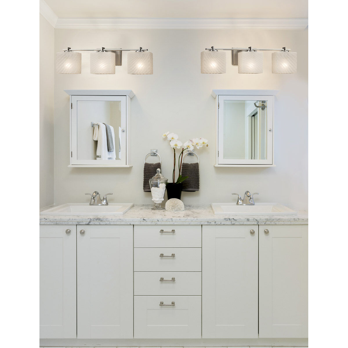 Fusion 3 Light 25.75 inch Brushed Nickel Vanity Light Wall Light in Rectangle, Incandescent, Weave Fusion