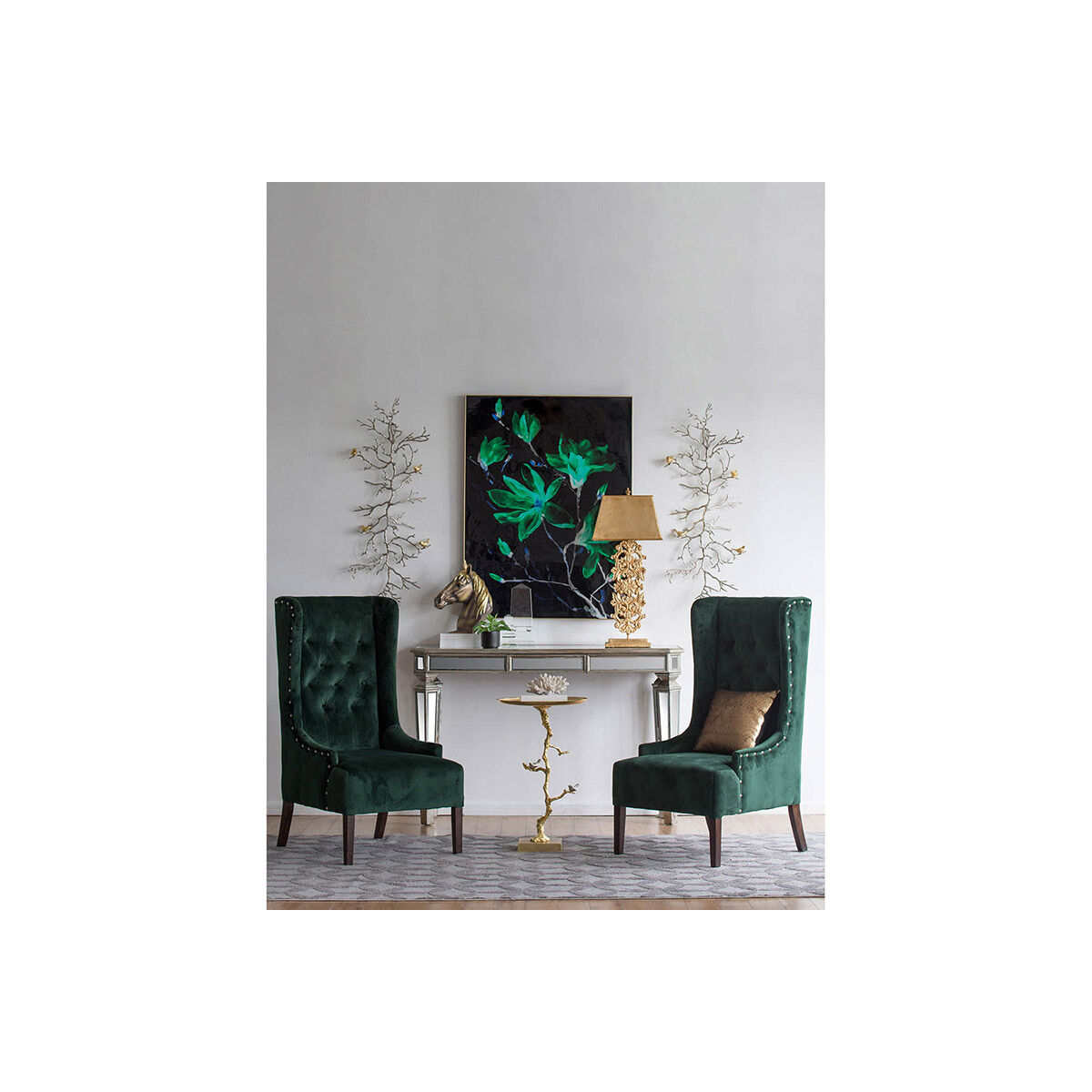 Welling Demilune Table in White/Gold
