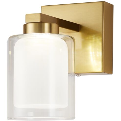 Saville LED 7 inch Brass Bathroom Sconce Wall Light