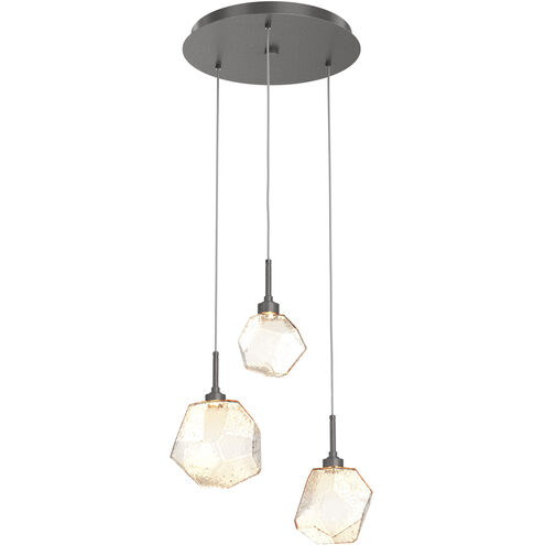 Gem LED 20.1 inch Graphite Chandelier Ceiling Light in Amber, 2700K LED, Round Multi-Port