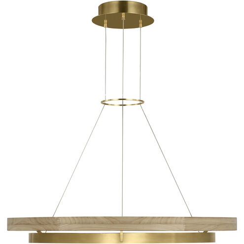 Sean Lavin Grace 1 Light 35.8 inch Hand Rubbed Antique Brass/Natural Oak Chandelier Ceiling Light