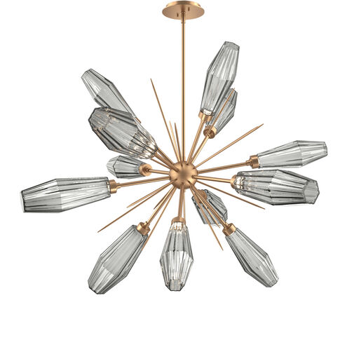 Aalto LED 37.7 inch Novel Brass Chandelier Ceiling Light in Optic Rib Smoke, 2700K LED, Starburst