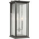 Audley 2 Light 20 inch Antique Bronze Outdoor Wall Lantern in Distressed Seeded Glass, Large
