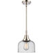 Franklin Restoration X-Large Bell LED 12 inch Polished Nickel Mini Pendant Ceiling Light in Seedy Glass