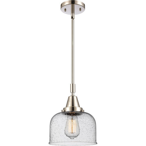 Franklin Restoration X-Large Bell LED 12 inch Polished Nickel Mini Pendant Ceiling Light in Seedy Glass