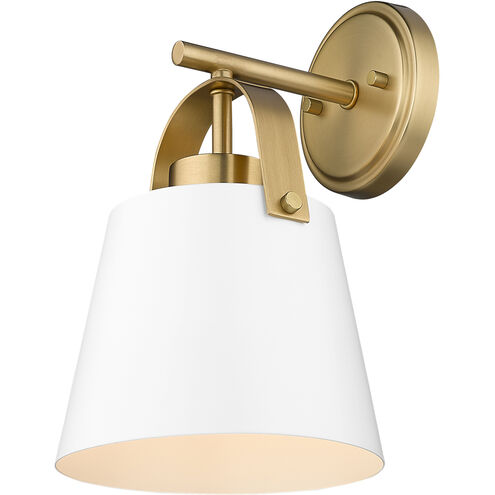 Z-Studio 1 Light 8 inch Matte White and Heritage Brass Wall Sconce Wall Light