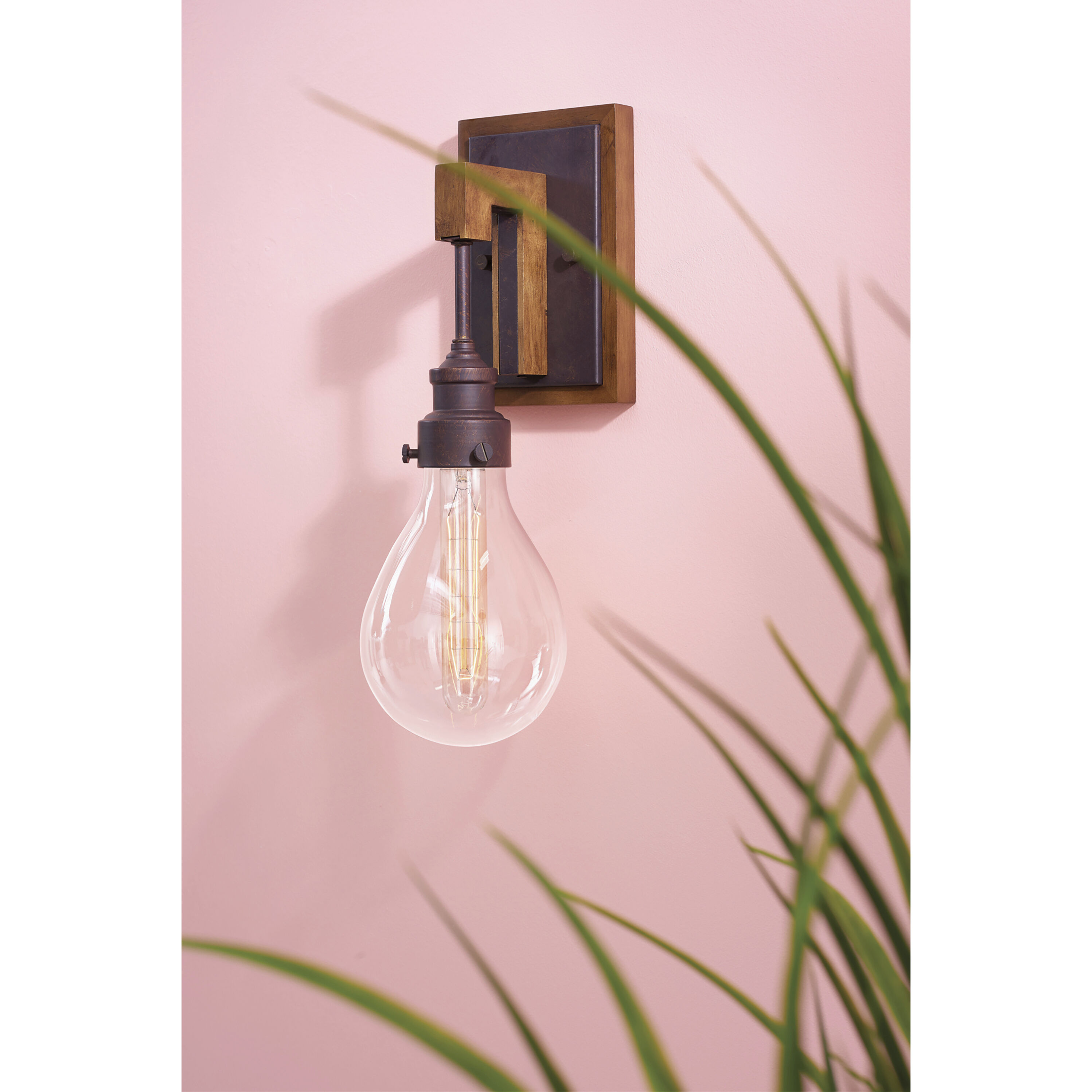 Denton 1 Light 5.25 inch Industrial Iron with Vintage Walnut Indoor Wall Sconce Wall Light