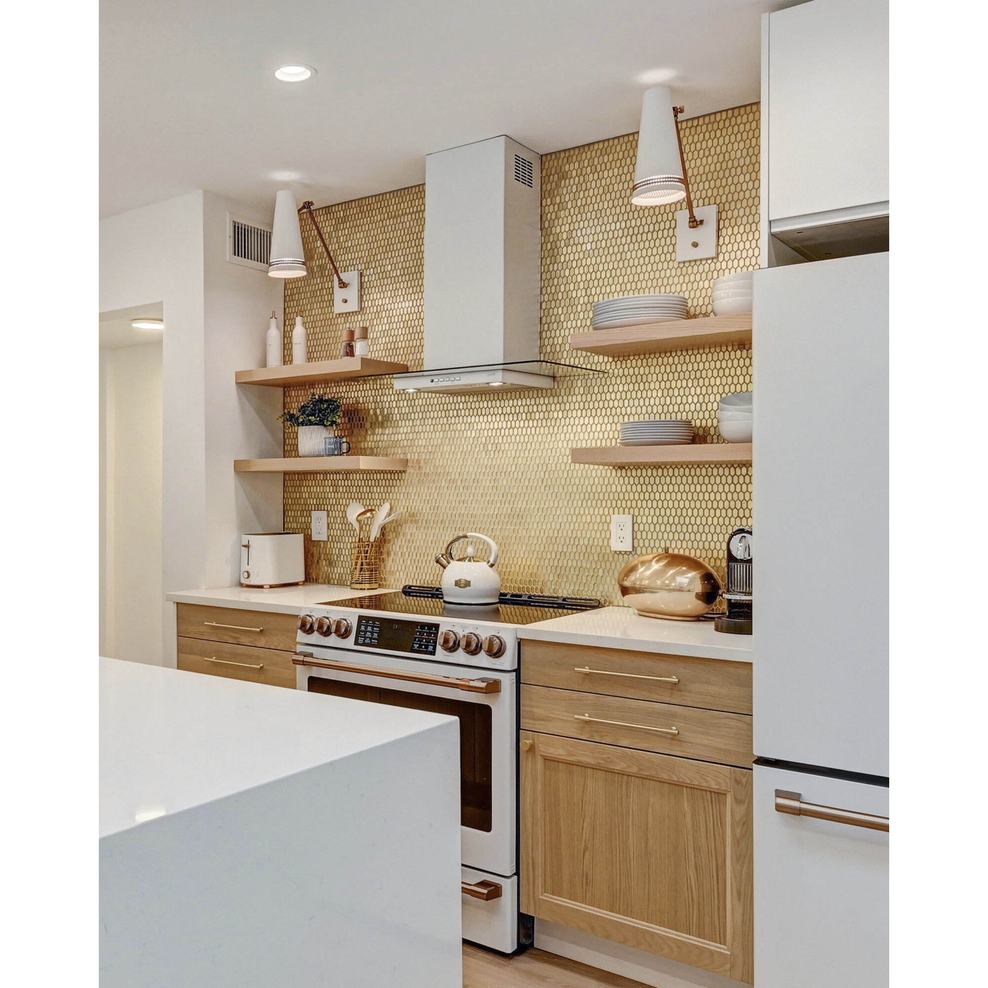 Brickell Wall/Ceiling Light Wall Light in Matte White and Hazelnut Leather