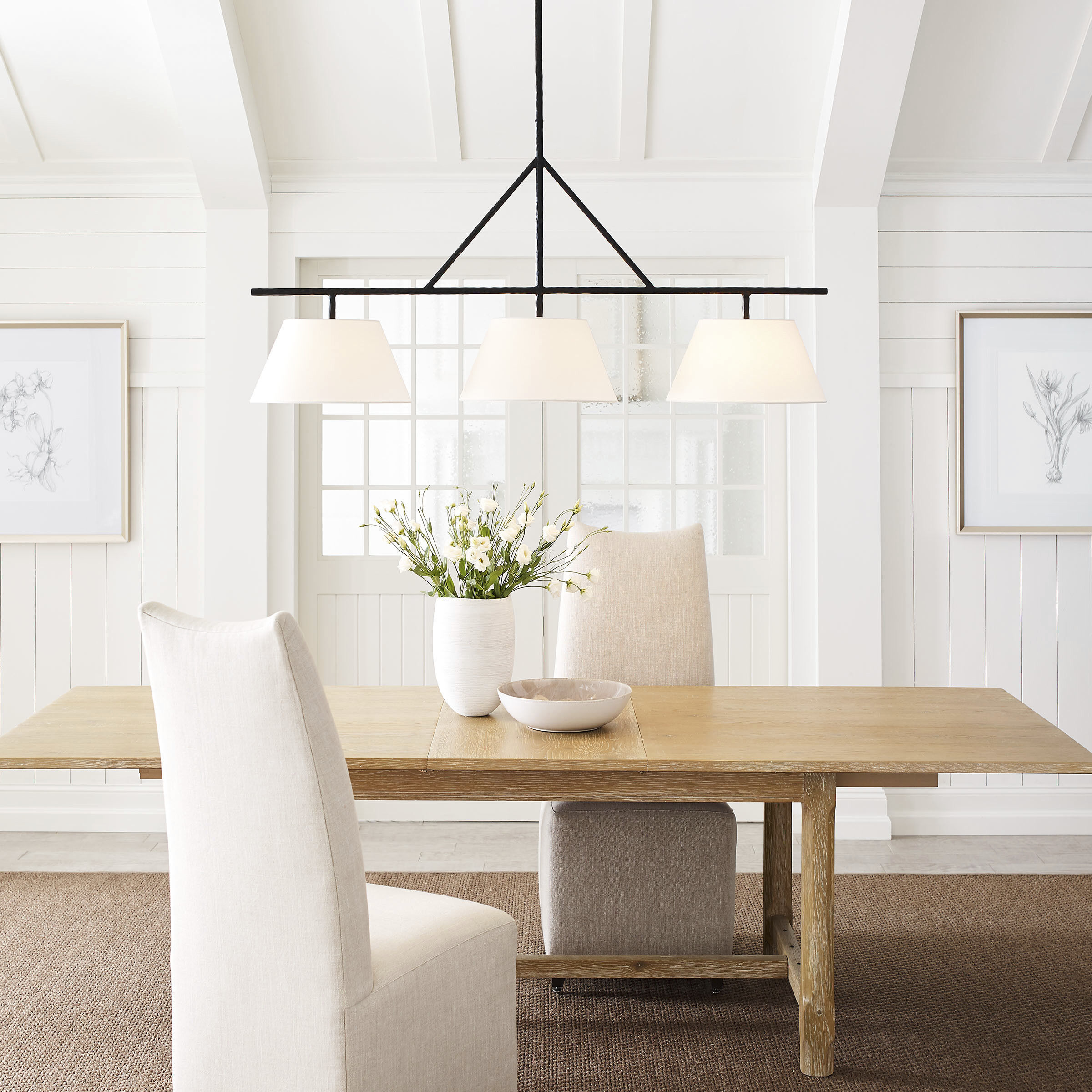 Suzanne Kasler Collette LED 57.5 inch Aged Iron Linear Pendant Ceiling Light, Large