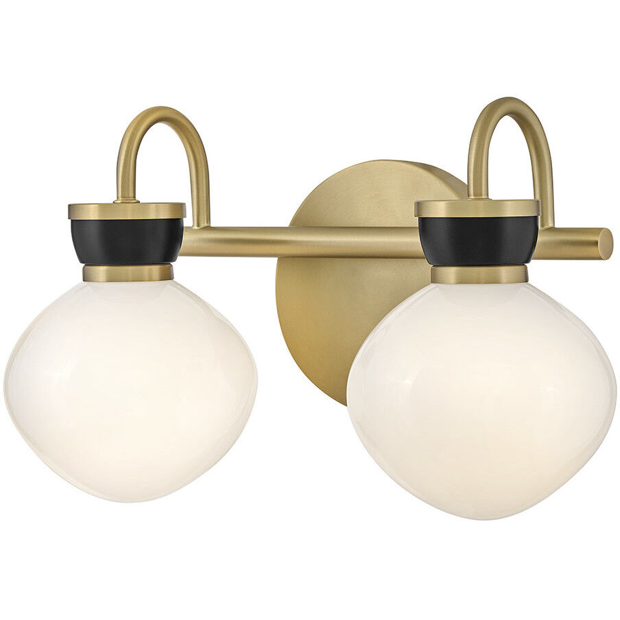 Lucy 2 Light 15.5 inch Lacquered Brass with Black Bath Light Wall Light