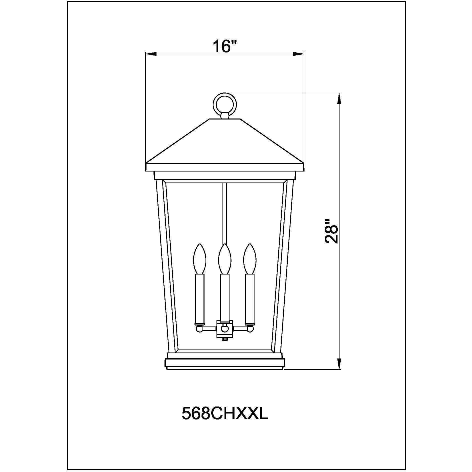 Beacon 4 Light 16 inch Black Outdoor Chain Mount Ceiling Fixture