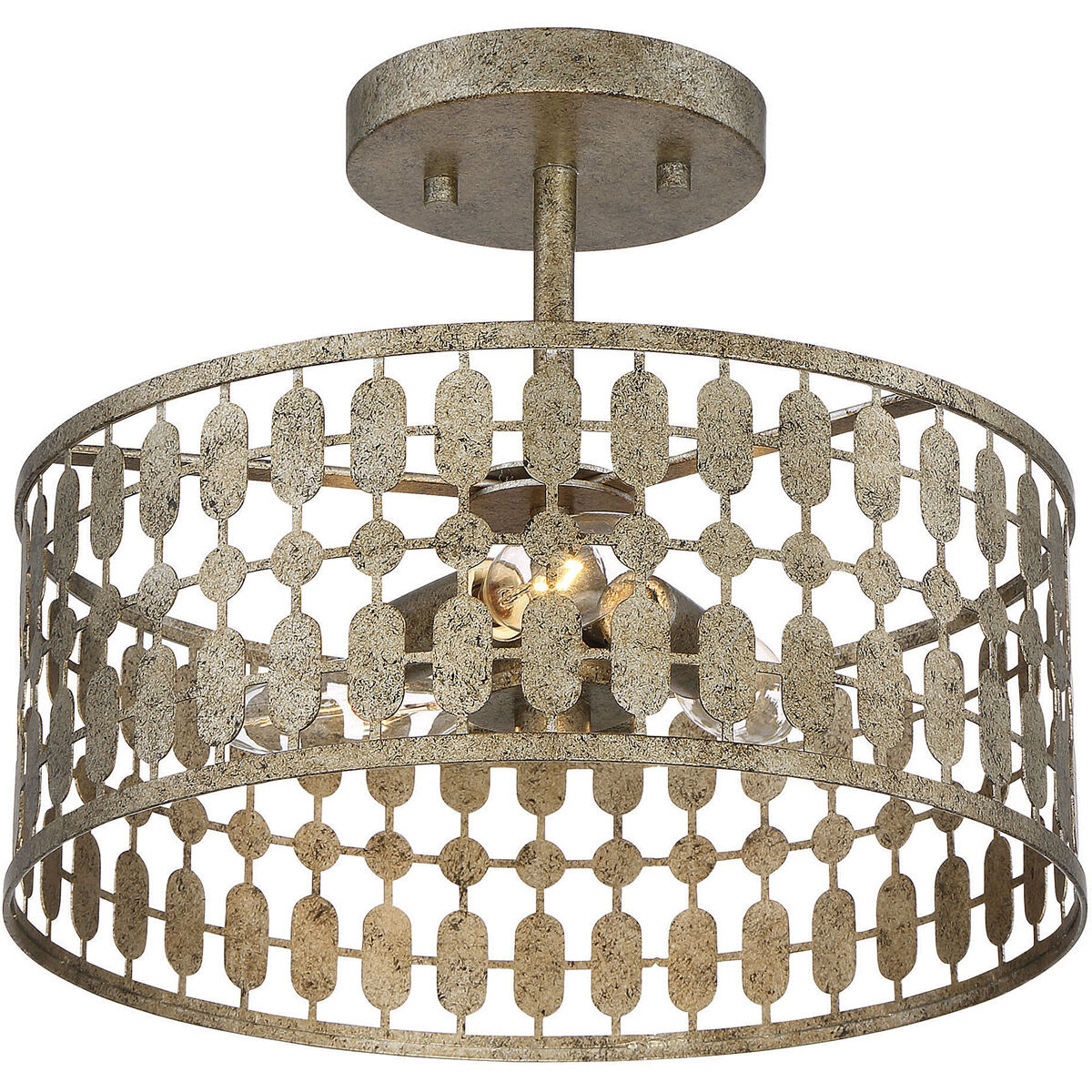 Meridian M60038OG 3 Light Semi Flush Antique Gold
