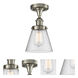 Ballston Small Cone LED 6 inch Brushed Satin Nickel Flush Mount Ceiling Light in Seedy Glass, Ballston