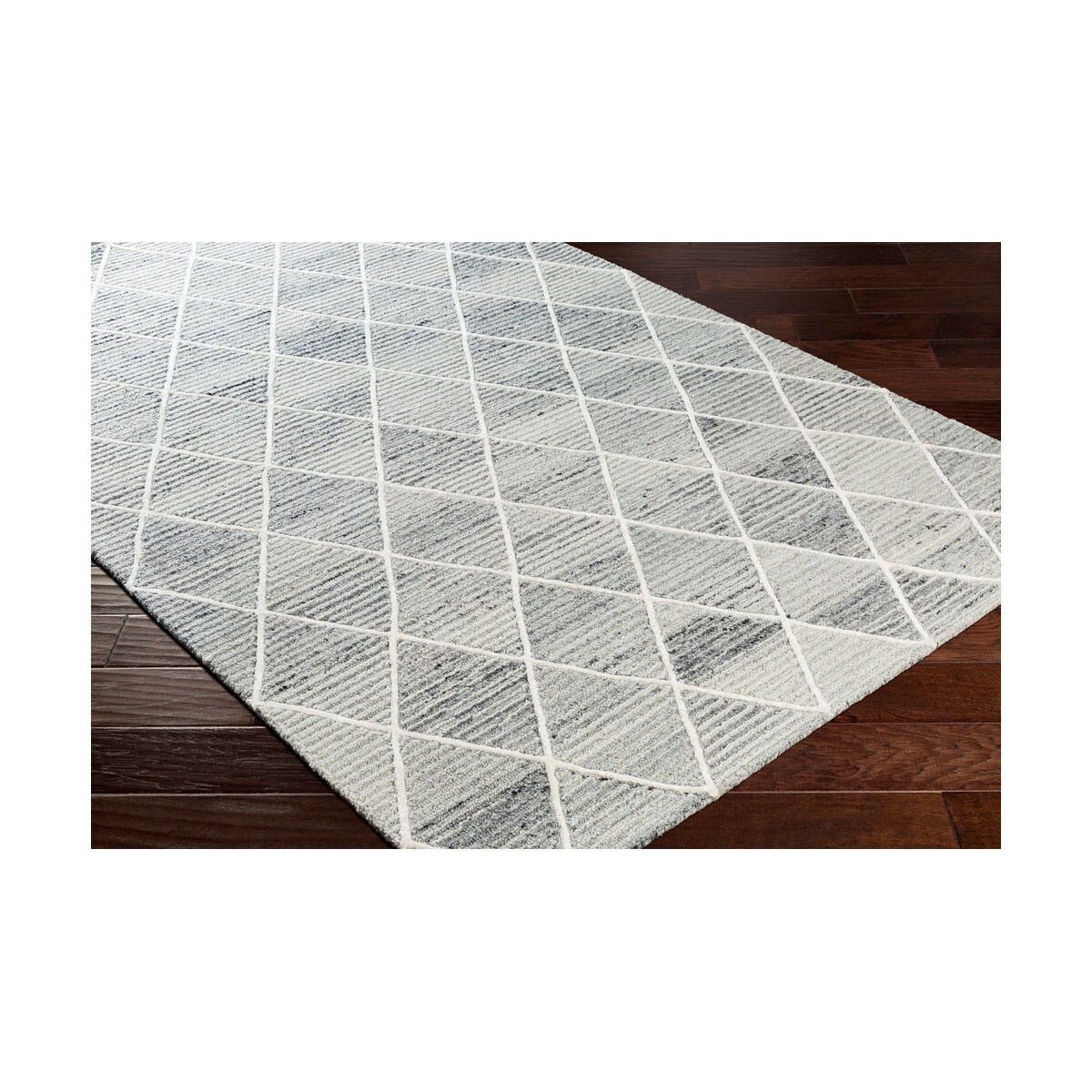 Eaton 120 X 96 inch Light Gray/Slate/Black/Ivory Handmade Rug in 8 x 10, Rectangle