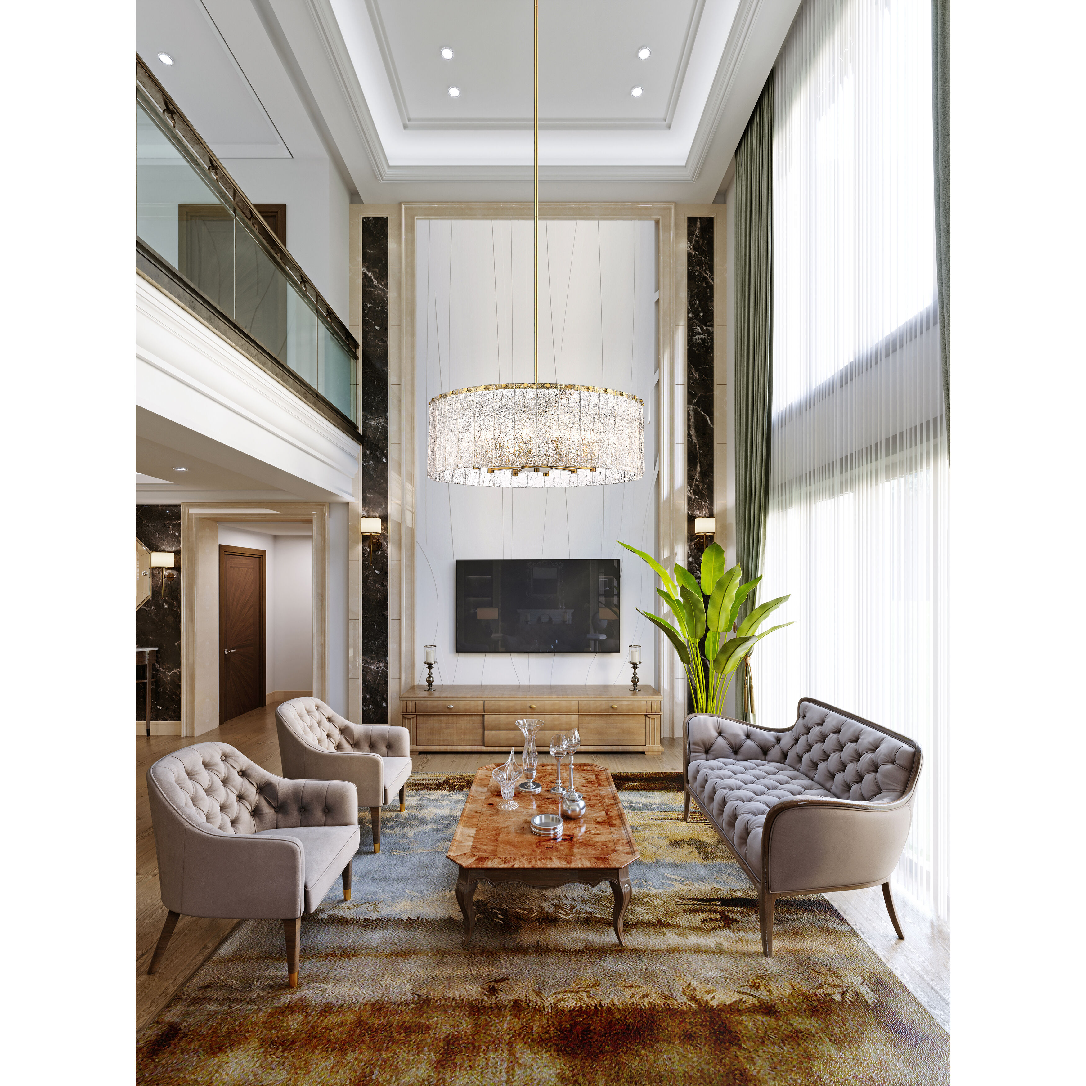 Glacier 12 Light 32.5 inch Modern Gold Chandelier Ceiling Light