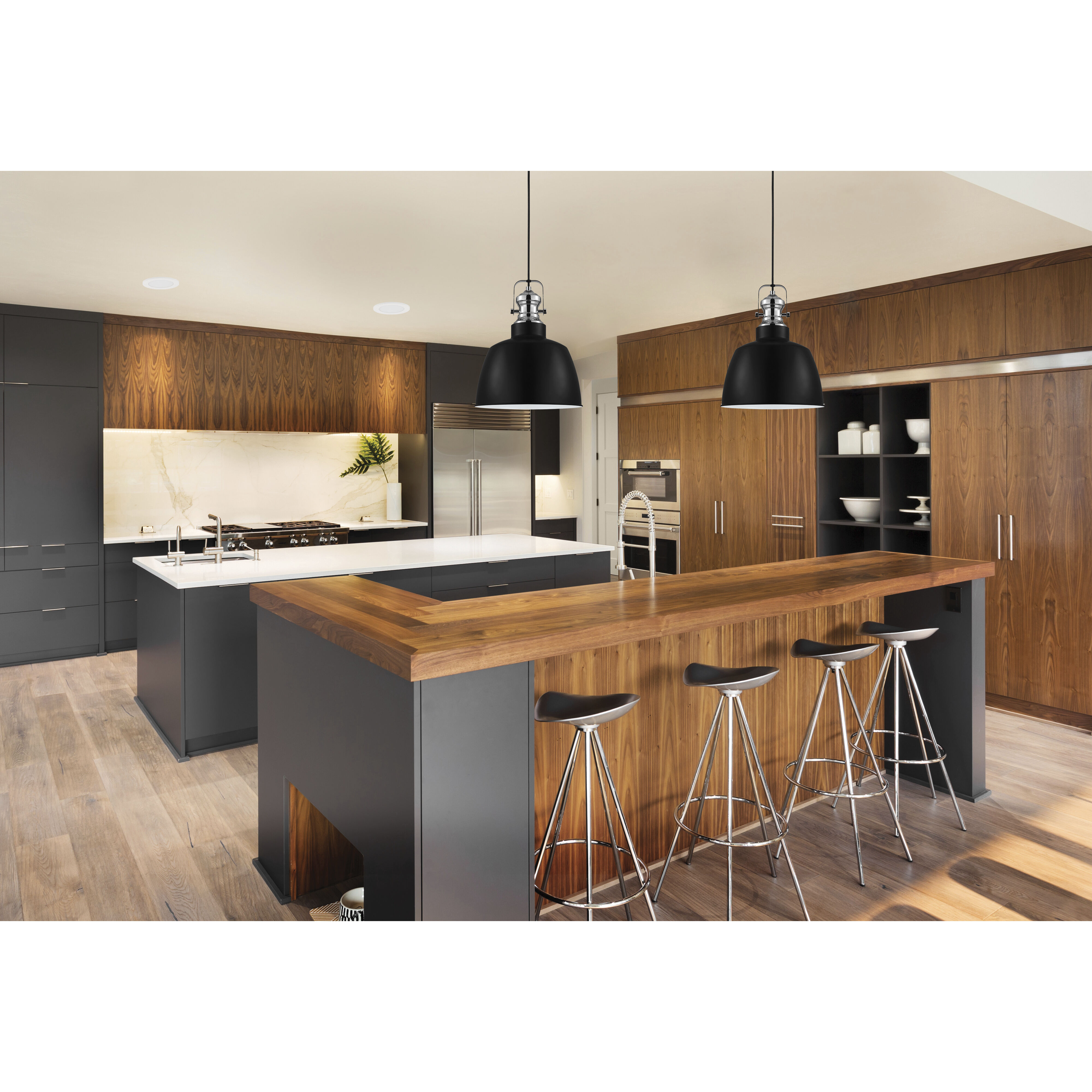 Gilwell 1 Light 14.96 inch Matte Black and Chrome Pendant Ceiling Light